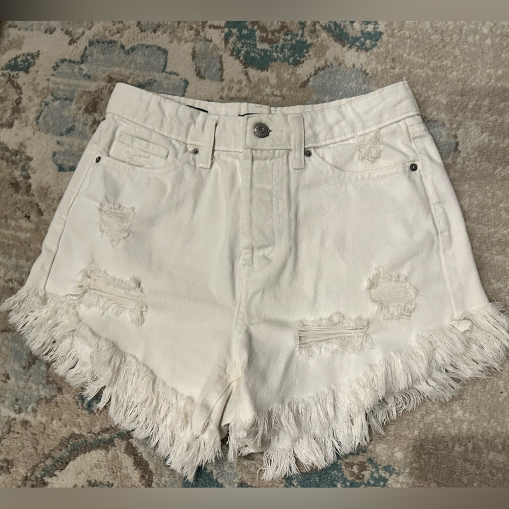 White Frayed Shorts